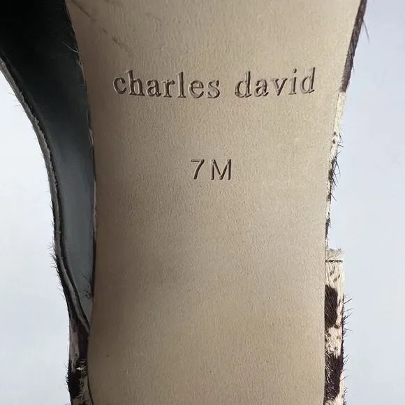 Charles David Leopard Calf Hair D'Orsay Peep Toe Stiletto Pumps Women's Size 7 - Picture 8 of 9